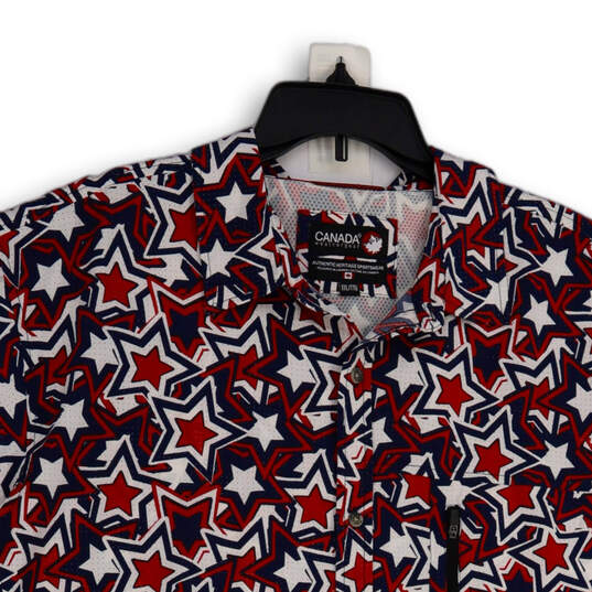 Mens Multicolor Geometric Print Spread Collar Button-Up Shirt Size XXL image number 3