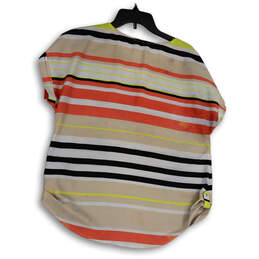 Womens Multicolor Striped Keyhole Neck Hi-low Hem Blouse Top Size Large alternative image