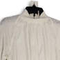 Womens White Smocked Mock Neck Long Sleeve Pullover Blouse Top Size Small image number 4