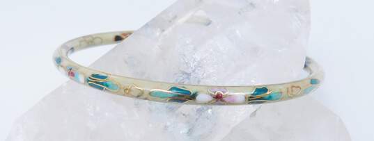 Vintage Cloisonne Enamel Bangle Bracelets 42.4g image number 5