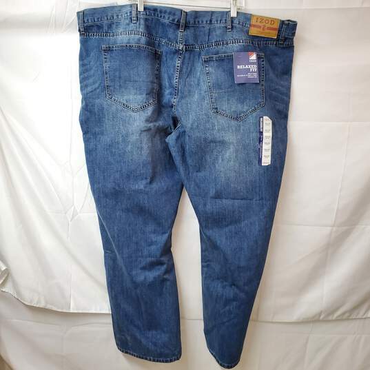 IZOD Blue Cotton Blend Relaxed Fit Straight Leg Jeans Men's Size 54in x 32in NWT image number 2