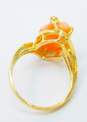 Romantic 14k Yellow Gold Marquise Cut Coral & Diamond Accent Ring 4.4g image number 3