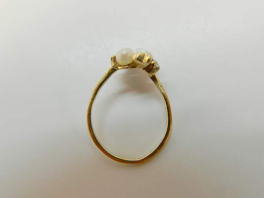 Vintage 10K Yellow Gold Pearl & Quartz Ring for Repair 1.8g image number 4