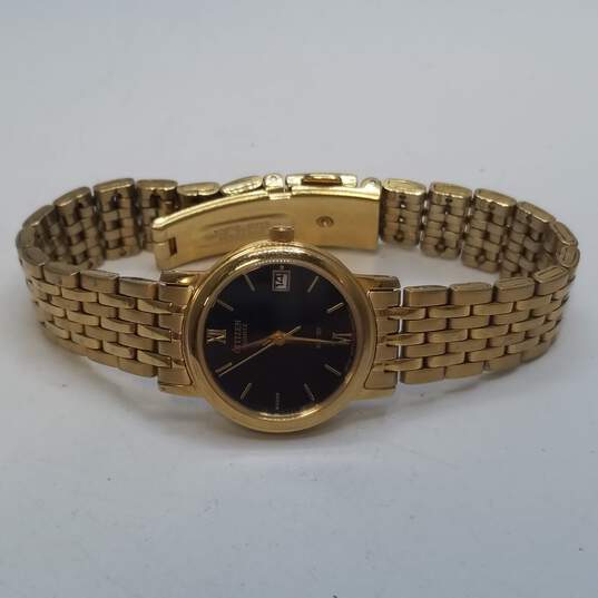Citizen 23mm Case 50WR Gold tone classic Lady's Stainless Steel Quartz Watch image number 6