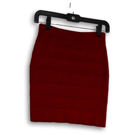 Womens Red Flat Front Elastic Waist Pull-On Bandage Skirt Size Medium image number 2