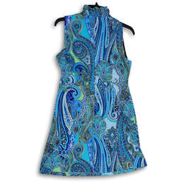 Womens Multicolor Paisley Sleeveless Button Front Shift Dress Size 4 alternative image