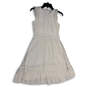 Womens White Pleated Eyelet Sleeveless Back Zip Tiered A-Line Dress Size 2 image number 4