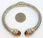 Designer Lorenzo 925 & 18K Yellow Gold Citrine Tip Cable Cuff Bracelet 43.1g image number 9
