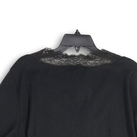 NWT Womens Black Lace V-Neck Long Sleeve Pullover Blouse Top Size 3X image number 4