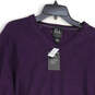NWT Mens Purple Tight-Knit Long Sleeve V-Neck Pullover Sweater Size XL image number 4