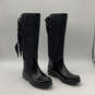 Womens Tristee Black Rubber Round Toe Lace-Up High Knee Rain Boots Size 7 B image number 3