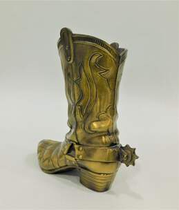 Vintage Art Brass Giftmakers Heavy Brass Cowboy Boot 9in. Planter Doorstop Decor alternative image