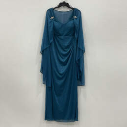 NWT Womens Blue Glitter Ruched Kimono Sleeve V-Neck Maxi Dress Size 8