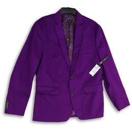 NWT Mens Purple Long Sleeve Notch Lapel Two Button Blazer Size Large