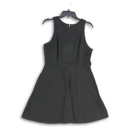 Womens Black Sleeveless Round Neck Back Zip Short A-Line Dress Size 14P