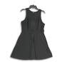 Womens Black Sleeveless Round Neck Back Zip Short A-Line Dress Size 14P image number 1