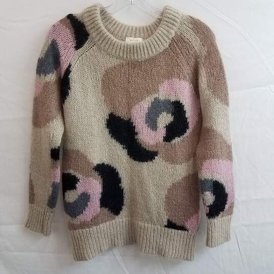 Kate Spade New York Deco Rose Mohair Blend Sweater Beige/Pink Size XS image number 1