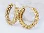 14K Gold Etched Open Lattice Chunky Hoop Earrings For Repair 5.1g image number 2