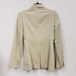Womens Tan Long Sleeve Peaked Lapel Single Breasted Blazer Jacket Size 40 alternative image