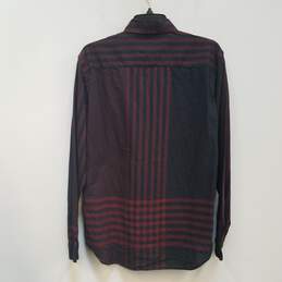 Mens Red Black Plaid Long Sleeve Collared Casual Button Up Shirt Size Small alternative image