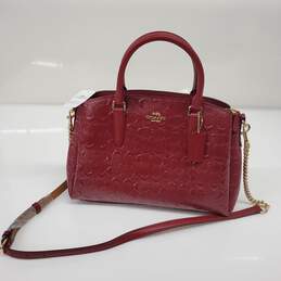 Coach Sage Carryall in Red Signature Patent Leather F31486 Crossbody Bag NWT