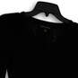 Womens Black V-Neck Stretch Cable-Knit Long Sleeve Pullover Sweater Size XS image number 3