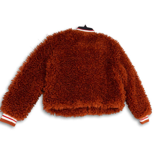 NWT Womens Orange Kataleya Faux Fur Long Sleeve Bomber Jacket Size Large image number 2