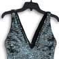 Womens Silver Sequin Sleeveless V-Neck Back Zip Mini Dress Size XS image number 3