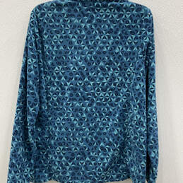 Womens Blue Geometric Long Sleeve Quarter Zip Pullover Fleece Jacket Size M alternative image