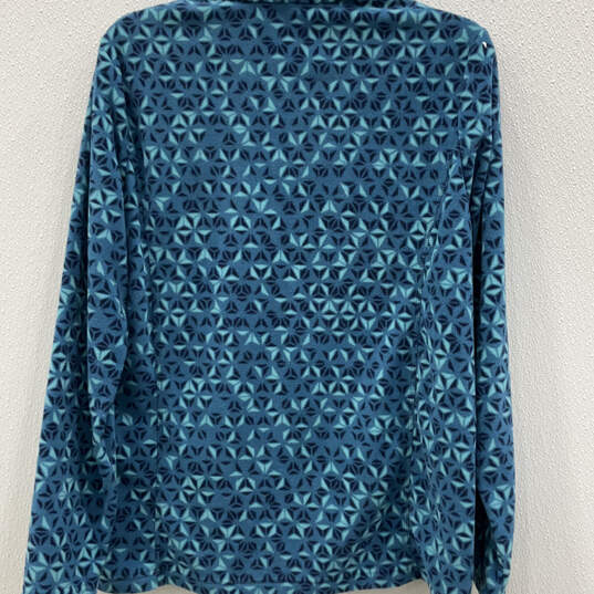 Womens Blue Geometric Long Sleeve Quarter Zip Pullover Fleece Jacket Size M image number 2