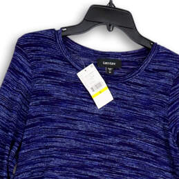 NWT Womens Blue Heather Round Neck Long Sleeve Pullover T-Shirt Size M alternative image