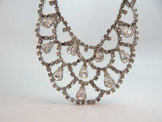 Vintage Icy Rhinestone Statement Necklace & Bracelet w/ Weiss Clip On Earrings 60.1g image number 3