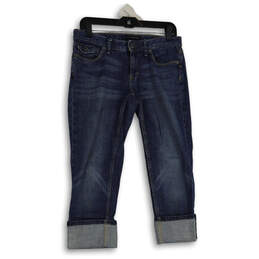 Womens Blue Denim Medium Wash 5-Pocket Design Straight Leg Jeans Size 27/4