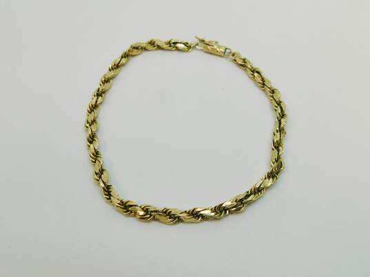 14k Yellow Gold Chunky Twisted Rope Chain Bracelet 6g image number 2