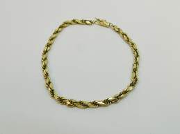 14k Yellow Gold Chunky Twisted Rope Chain Bracelet 6g alternative image