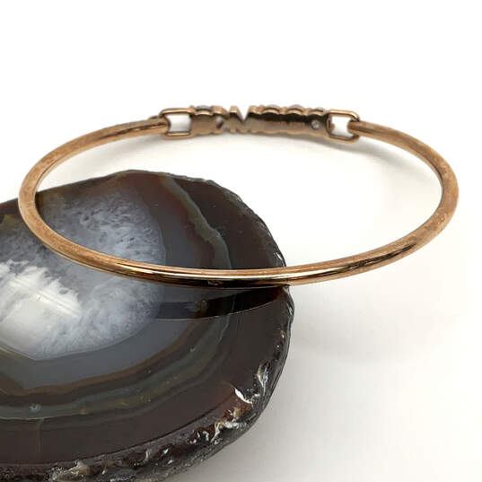 Designer Michael Kors Rose Gold Crystal Pave Hinge Fashion Bangle Bracelet image number 3