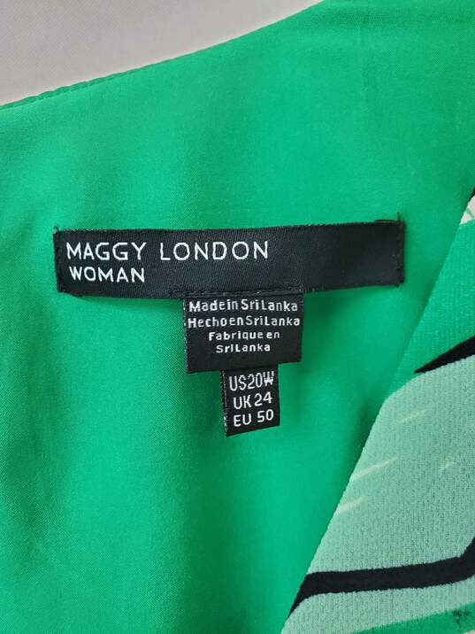 Maggy London Woman Green Floral Print Dress Size 20 image number 3
