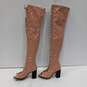 Cape Robbin Women's Pink Leatherette Thigh High Peep Toe Heel Boots Size 7.5 image number 2
