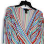Womens Multicolor Striped V-Neck Short Sleeve One-Piece Romper Size 22/24 image number 3