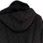 Womens Black Long Sleeve Snap Front Hooded Quilted Jacket Size Small image number 4