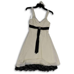 NWT Womens White Lace Sleeveless V-Neck Knee Length A-Line Dress Size S
