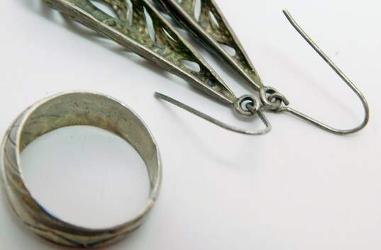 Artisan 925 Abalone Bracelet w/ Scrolled Earrings & Ring 20g image number 2