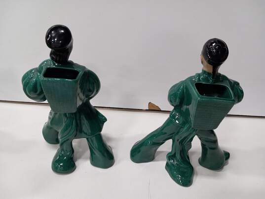 Pair of Asian Style Man/Woman Dancer Ceramic Planter Figurines image number 3