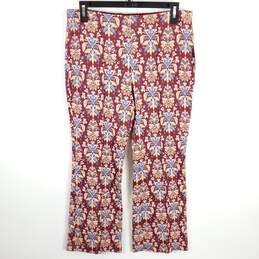 Anthropologie Women Burgundy Printed Pants S NWT