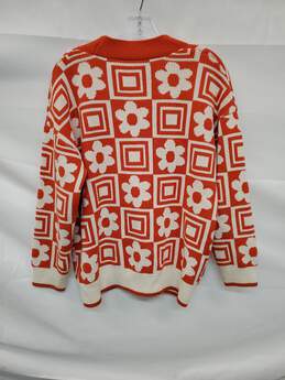 Wm Zara Orange Knit Jacquard Cardigan Button Sweater Sz S alternative image