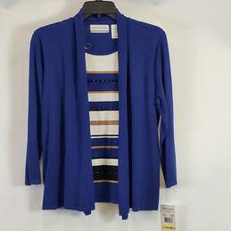 Alfred Dunner Women Navy Striped Blouse MP NWT