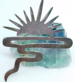 Artisan Sterling Silver Abstract Sun Set Landscape Cut Out Brooch 16.2g