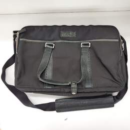 Cole Haan Black Nylon Leather Trim Laptop Messenger Bag