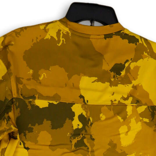 Mens Yellow Brown Camouflage Crew Neck Short Sleeve Pullover T-Shirt Size S image number 4