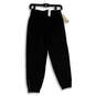 NWT Womens Black Mid Rise Flat Front Tapered Leg Chino Jogger Pants Sz 00P image number 1